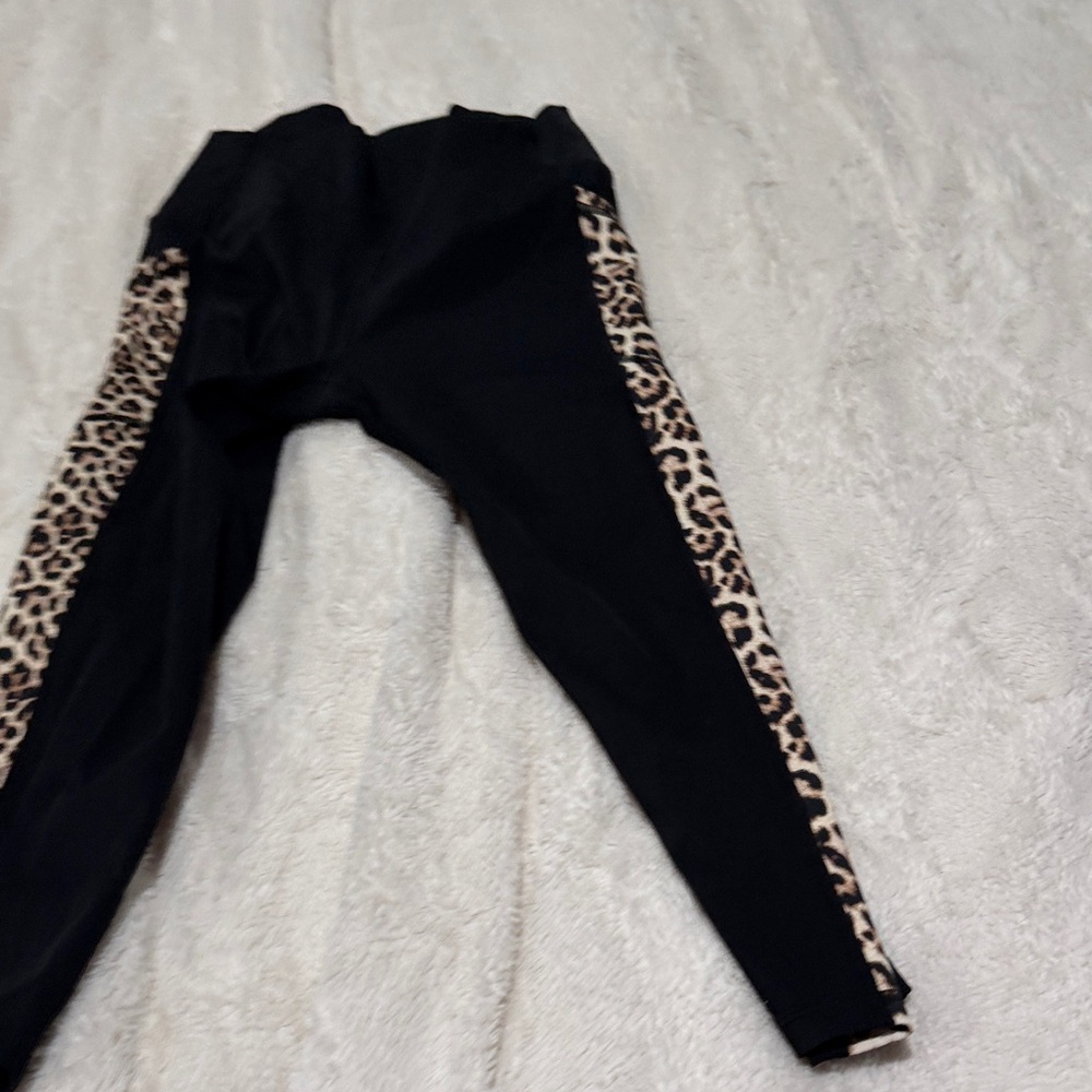 Leopard Print Black Kids Leggings